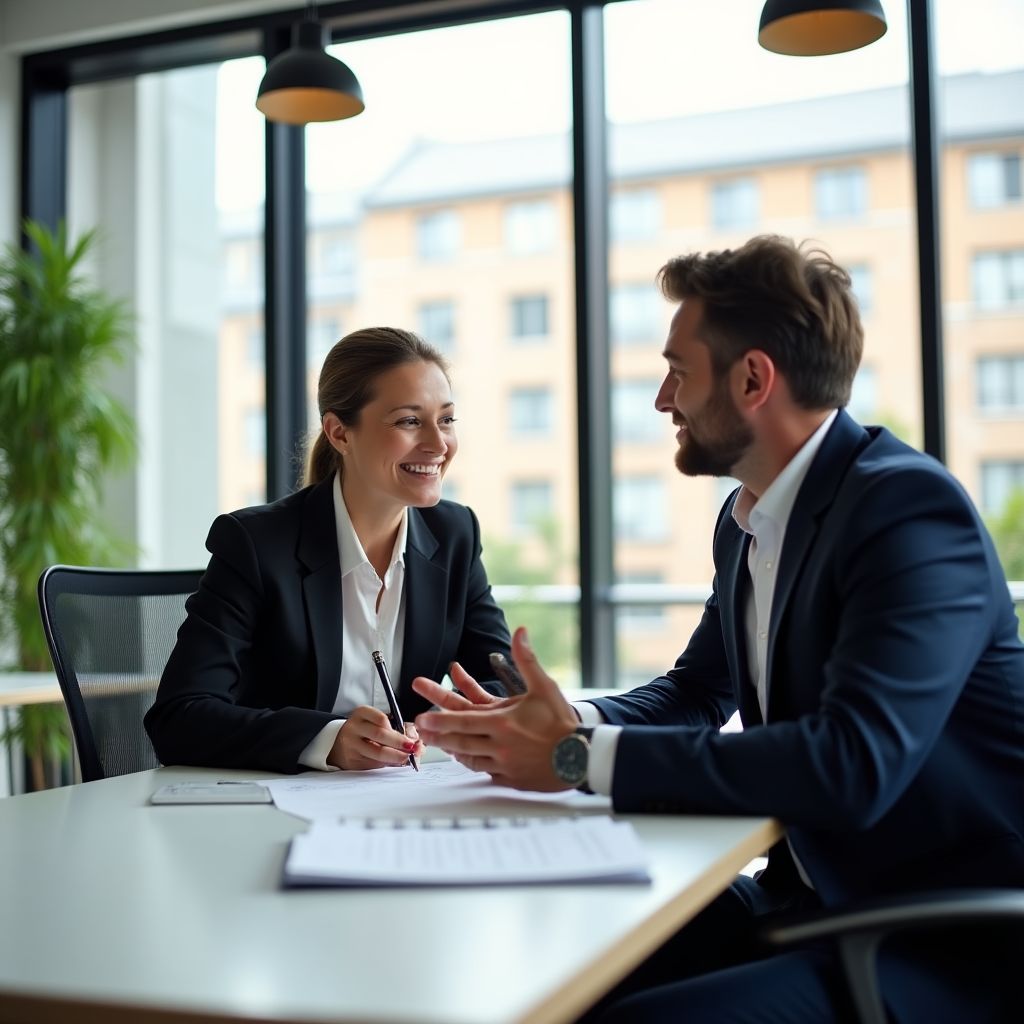 İş koçu ve müşterisi stratejik plan üzerinde çalışıyor